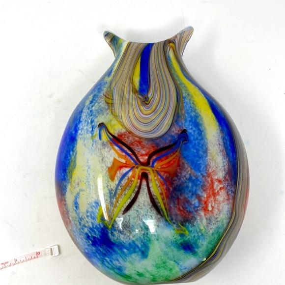Murano Art Murano Cased Hand Blown Multi Color Swirl Vase Poshmark